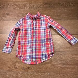 Polo Ralph Lauren Boys Plaid Button Down Shirt Size 7, Long Sleeve, Preppy